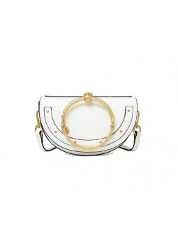 Half moon leather bag with golden strap
