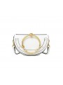 Half moon leather bag with golden strap