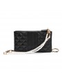 Chic and practical, this black quilted leather zip-around wallet features compartments for checks and bills