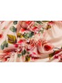 Vestido largo floral asimétrico de seda de morera con volantes, escote corazón y frunce central adornado con perlas blancas