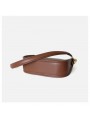 Retro brown cowhide leather shoulder bag. Top zipper closure, adjustable and detachable leather strap with buckle.