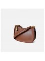 Retro brown cowhide leather shoulder bag. Top zipper closure, adjustable and detachable leather strap with buckle.