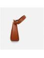 Brown leather crescent hobo bag with top zipper closure. A refined classic.
