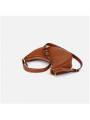 Brown leather crescent hobo bag with top zipper closure. A refined classic.