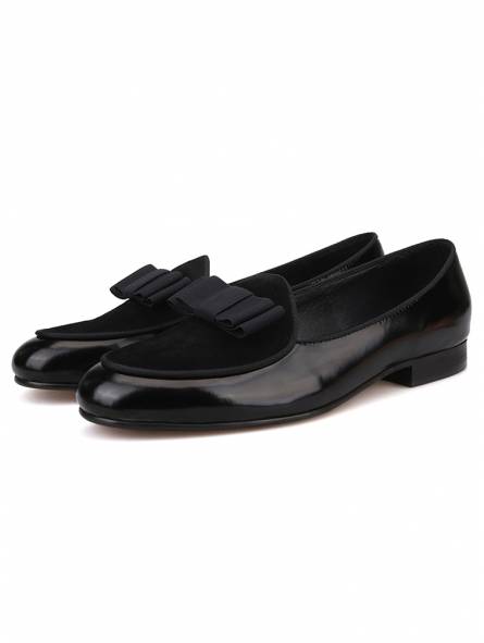 Matri" Smooth leather loafers tone on tone bow tie Color Black Shoes Size 5.5 UK - 6 US
