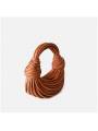 Sac à anse supérieure à double nœud en cuir coloris caramel