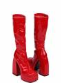 Stivali con plateau a punta quadrata in vernice, colore rosso