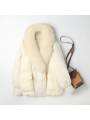 Doudoune oversize  avec col en fourrure de renard coloris blanc