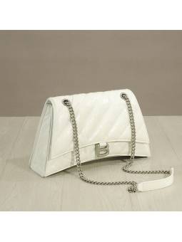 Bolso de hombro curvo blanco para mujer de cuero acolchado