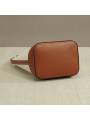 Sac seau femme en cuir et textile avec logo coloris marron
