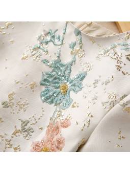 Women's  Short beaded summer dress in jacquard fabric with sequins