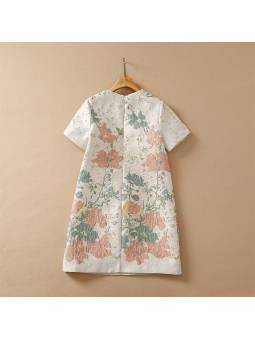 Women's  Short beaded summer dress in jacquard fabric with sequins