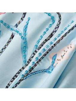 Vestido corto azul de verano para mujer adornado con perlas y lentejuelas