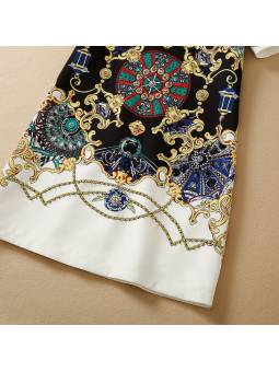 Vestido corto de verano para mujer con diseño barroco, adornado con perlas y lentejuelas
