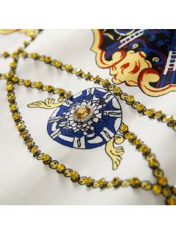 Vestido corto de verano para mujer con diseño barroco, adornado con perlas y lentejuelas