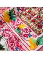 Abito estivo rosa con motivo a limoni decorato con perle e paillettes per donna