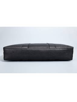 Portadocumentos para hombre  de cuero suave negro, con acabado metálico plateado y dos asas superiores