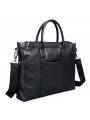 Portadocumentos para hombre  de cuero suave negro, con acabado metálico plateado y dos asas superiores