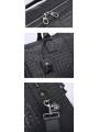 Men's black woven leather travel bag with adjustable shoulder strap for comfortable and stylish carrying