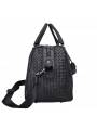 Borsa da viaggio da uomo in pelle intrecciata nera con tracolla regolabile per un trasporto comodo ed elegante