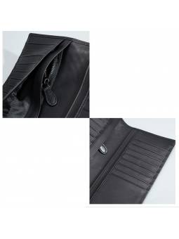 Men's long wallet in black woven leather, combining elegance and functionality