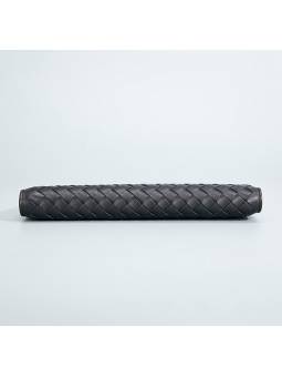 Men's long wallet in black woven leather, combining elegance and functionality