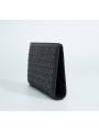Men's long wallet in black woven leather, combining elegance and functionality