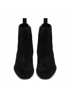 Bottines western pour homme en daim noir véritable, offrant une apparence masculine robuste
