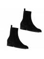 Men's genuine black suede western ankle boots, providing a rugged masculine appearance