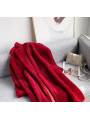 Abrigo largo de mujer de lana roja estilo teddy bear con cuello con solapa y cierre de doble botonadura