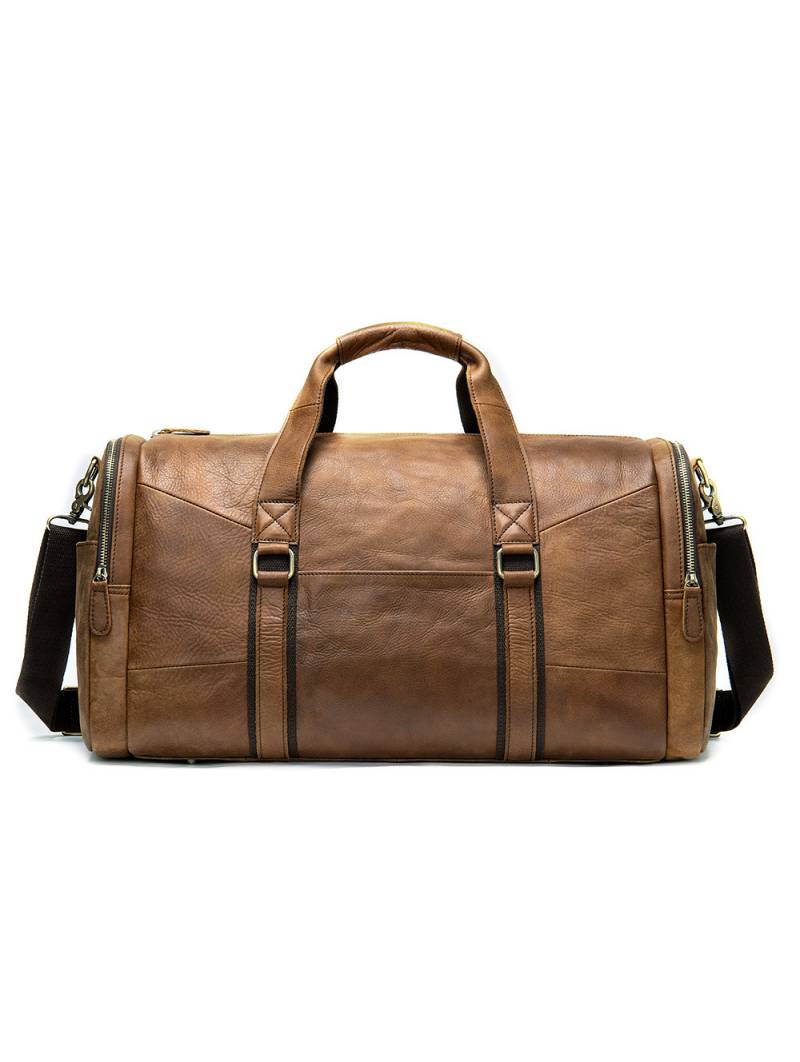 Goya Bolsa de viaje vintage de piel marron para hombre con bandolera
