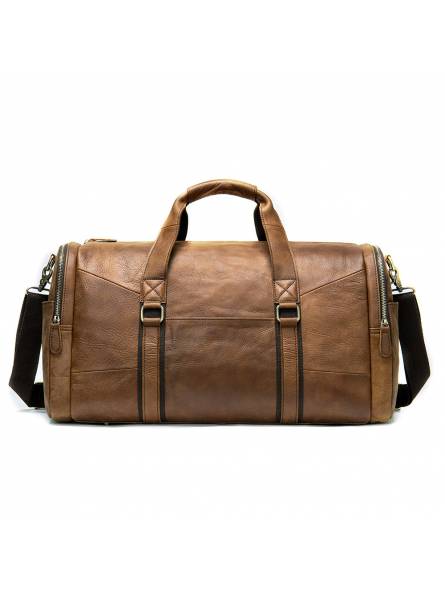 Goya Men's vintage brown travel bag in leather with shoulder strap