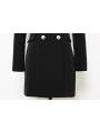 vestido blazer negro con mangas largas, diseño de doble botonadura y cinturón ajustable, confeccionado en algodón