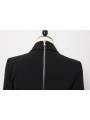 Elegant black blazer dress with long sleeves, double-breasted design, and adjustable belt, crafted from high-quality cotton