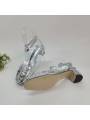 ​Sandalias de tacón alto para mujer en color plata, adornadas con cristales brillantes, con plantilla de cuero genuino