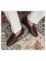 Mocassins belges à bout rond en cuir grainé pour homme coloris marron "Pitti"