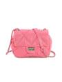 Sac à bandoulière en cuir véritable matelassé à motif losange – Modèle 'Vesuvio', coloris rose
