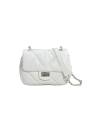 Sac à bandoulière en cuir véritable matelassé à motif losange – Modèle 'Vesuvio', coloris blanc