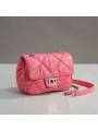 Sac à bandoulière en cuir véritable matelassé à motif losange – Modèle 'Vesuvio', coloris rose