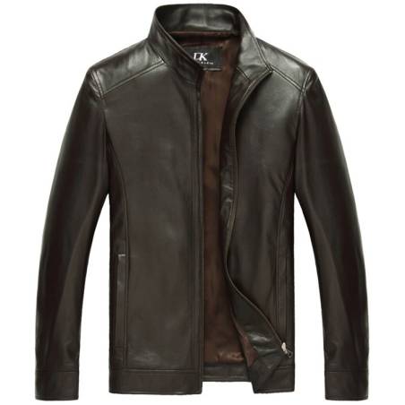 Giacca in pelle nera con collo alto | Barigi