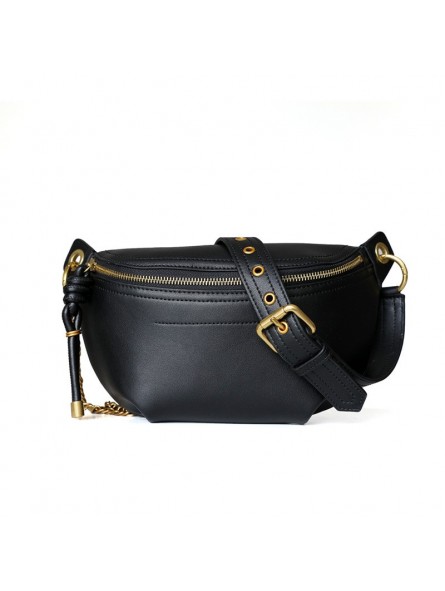 Sac Banane Métallisé Noir Carla Femme