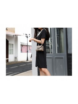 lufio Top handle bag with flap in leather snake effect