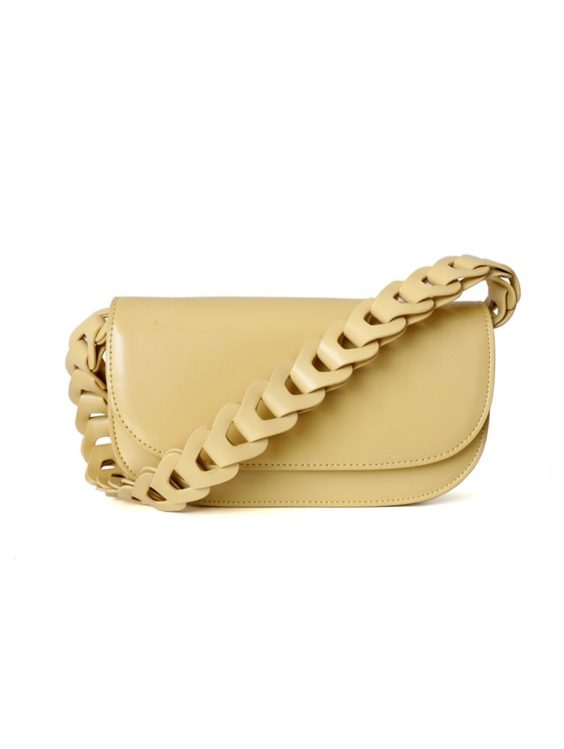 Ricci Baguette bag with braided strap in cowhide leather Color Light Yellow