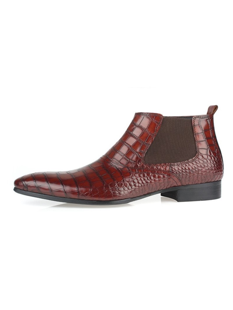 Scarpe Calzature uomo Stivali Handmade Genuine Alligator Emboosed Leather Chelsea Boots Per Uomo 