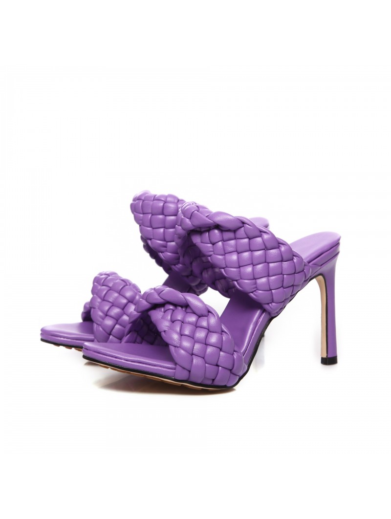 braided stiletto heeled mules