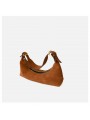 Greco Baguette bag with shoulder strap and zip made of real suede Color  Caramel