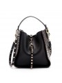 Studded leather bucket bag
