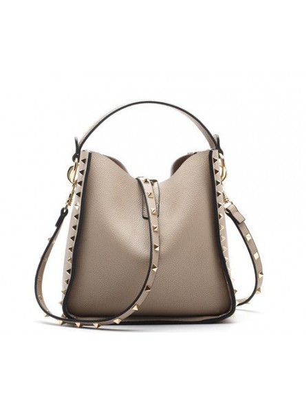 Studded leather bucket bag