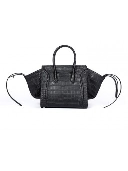 Leather handbag crocodile pattern