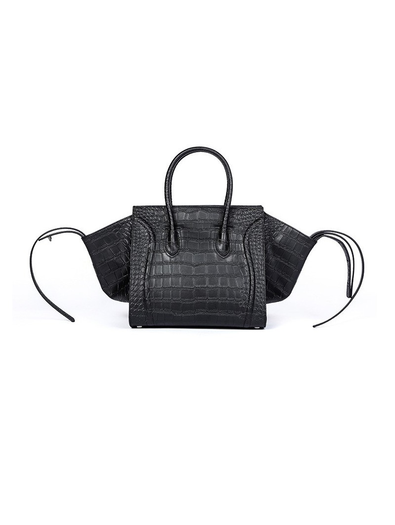 Leather handbag crocodile pattern